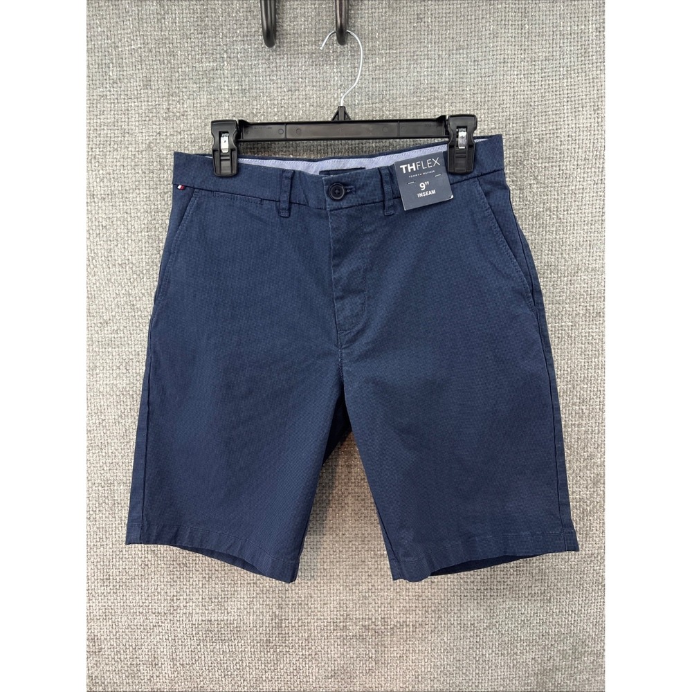 Tommy Hilfiger Shorts Mens 29 Navy THFlex 8.5 Inseam Stretch Patterned Chino New